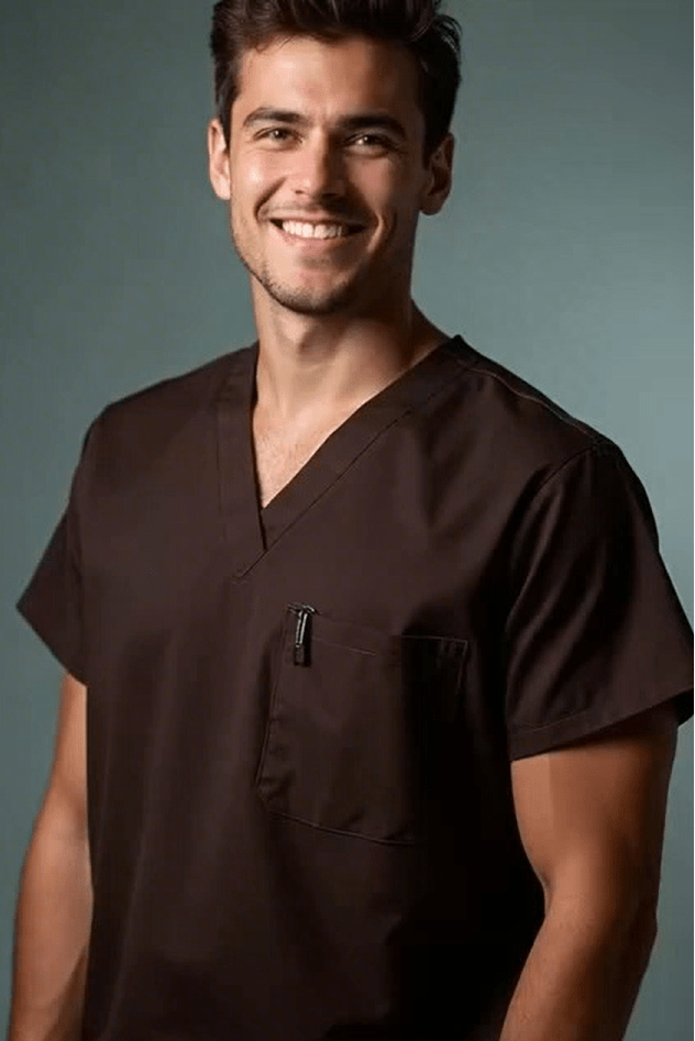 Man wearing Dark Brown Medical Shirt