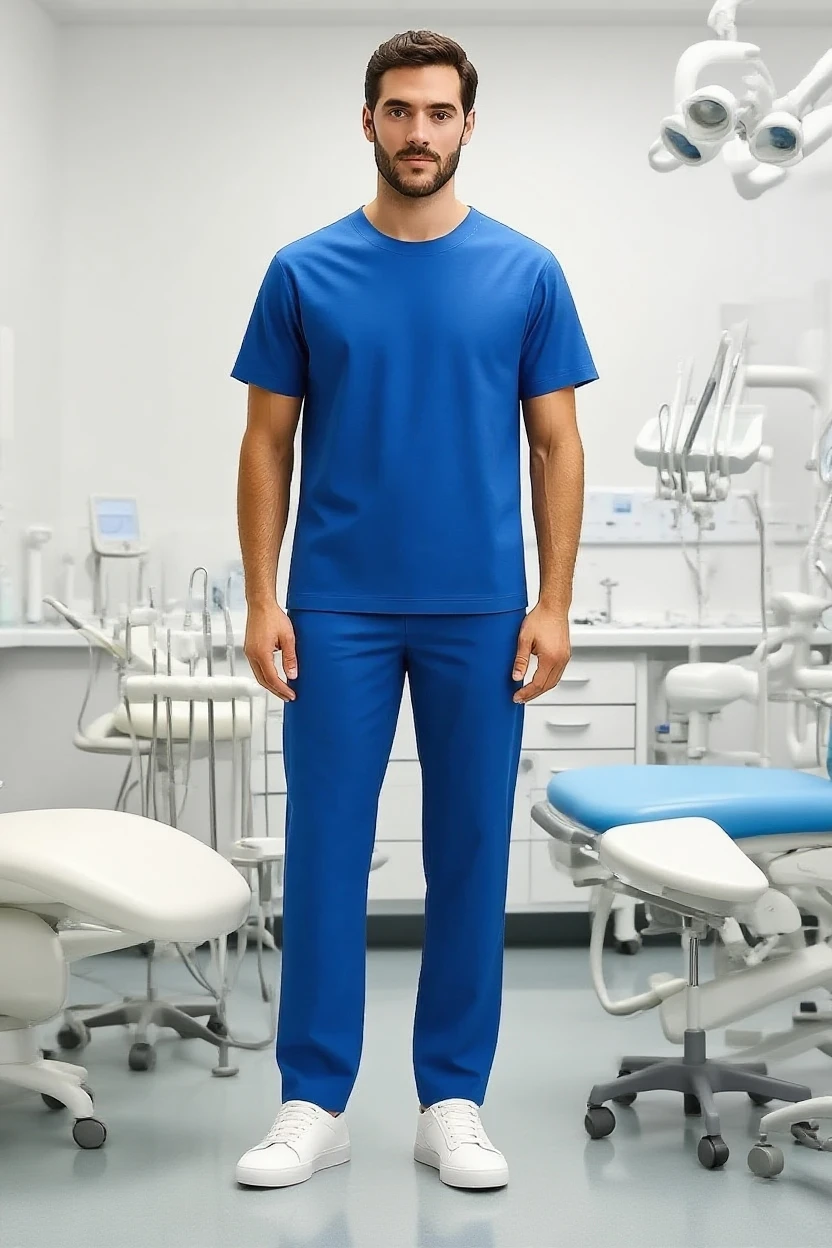 man wearing blue medical scrub